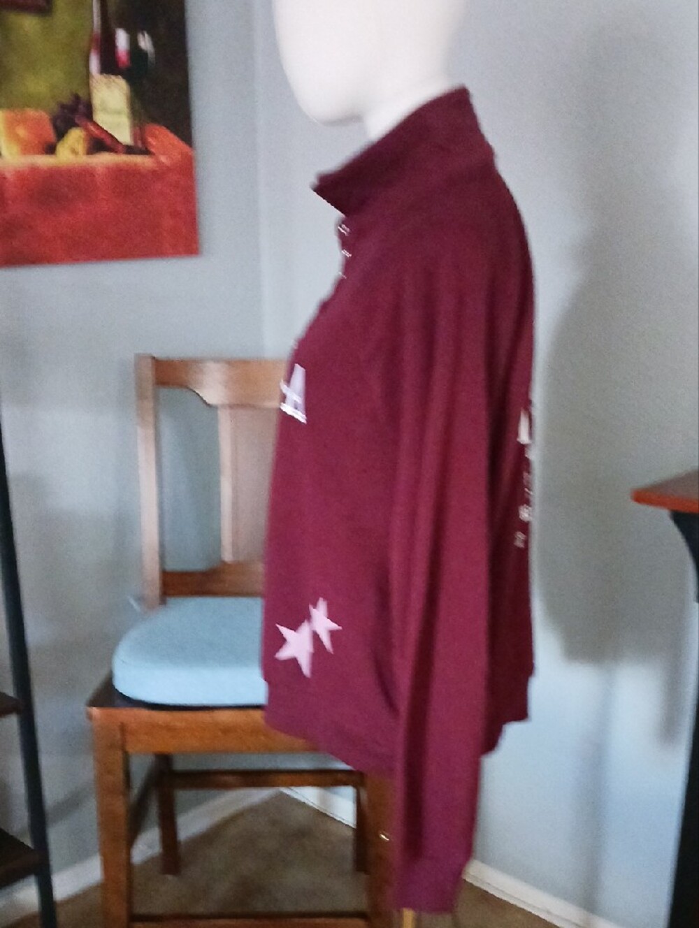 NEW!! Maroon LA Snap-Button Pullover Sweatshirt - Picture 7 of 12